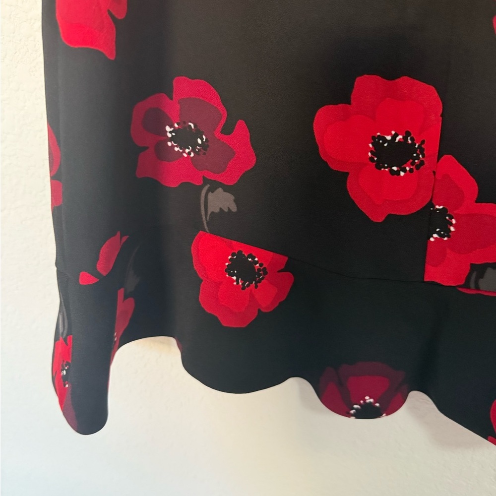KATE SPADE Poppy Tiered Ruffle A-Line Skirt Black and Red Size 2 - Picture 9 of 12